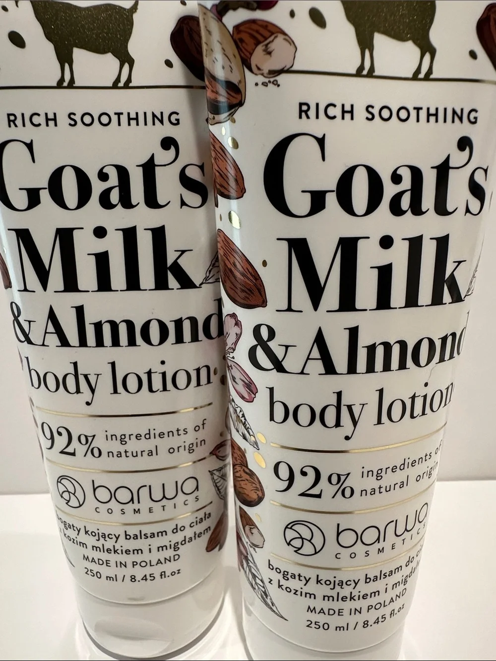BARWA GOAT’s Milk & Almond Rich and soothing Body Lotion (2) Set.